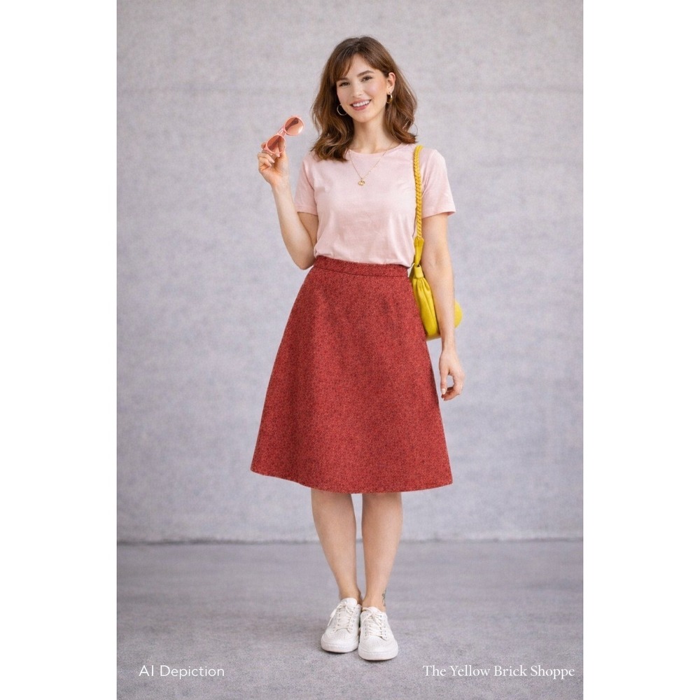 Early‎ 1960s Handmade Wool Skirt | Small | Vintage Red A-Line | Lined